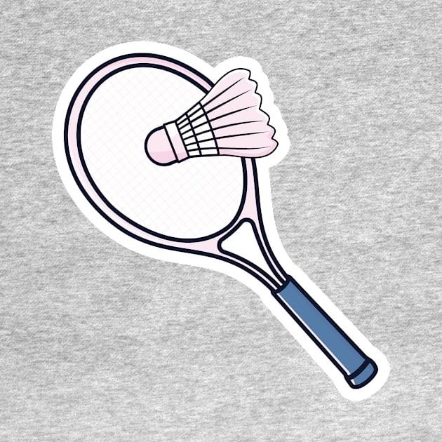 Badminton with Racket Sticker vector icon illustration. Sport object icon design concept. Racket hitting badminton ball sticker design logo. by AlviStudio